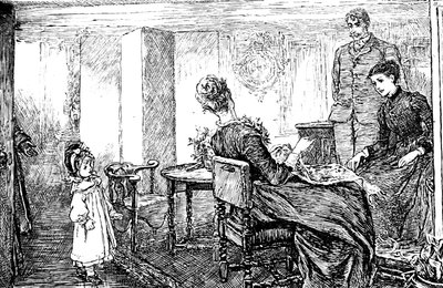 Pieni tyttö tätinsä ja setänsä kanssa, jotka hoitavat häntä iltapäivällä tekijältä Mary Ellen Edwards