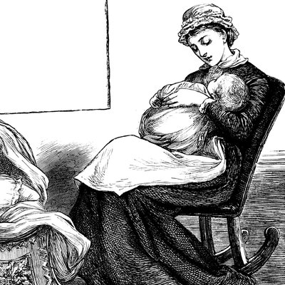 Äiti, joka halaa lastaan istuessaan keinutuolissa tekijältä Mary Ellen Edwards