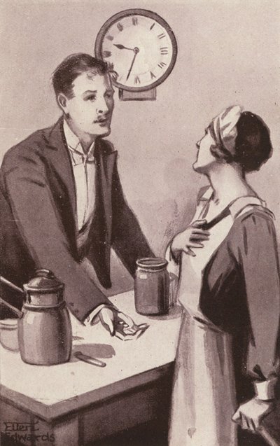 H. G. Wellsin kuvitus Kippsia varten (litografia). tekijältä Mary Ellen Edwards