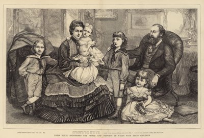 Heidän kuninkaallisen korkeutensa Walesin prinssi ja prinsessa lastensa kanssa tekijältä Mary Ellen Edwards