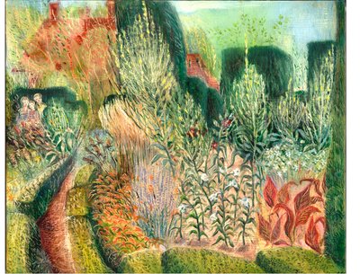 Great Dixter: Topiary ja polut, 2003 (öljy aluksella) tekijältä Mary Kuper