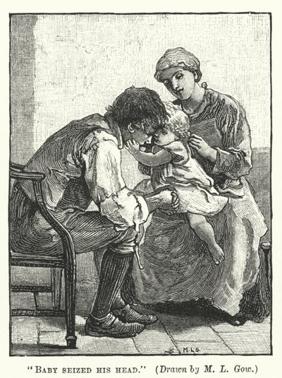 Silas Marner - Vauva tarttui päähän (kaiverrus) tekijältä Mary L. Gow