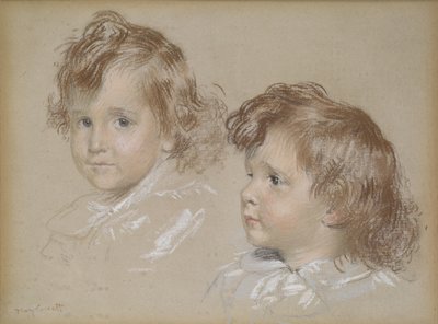 Lasten päät (pastelli kankaalle kiinnitettynä paperille) tekijältä Mary Stevenson Cassatt