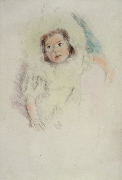 Margot päällään konepellillä (värietsaus paperille) tekijältä Mary Stevenson Cassatt