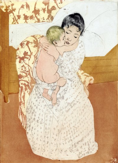 Äidin hyväily 1891; kirjoittanut Mary Cassatt tekijältä Mary Stevenson Cassatt