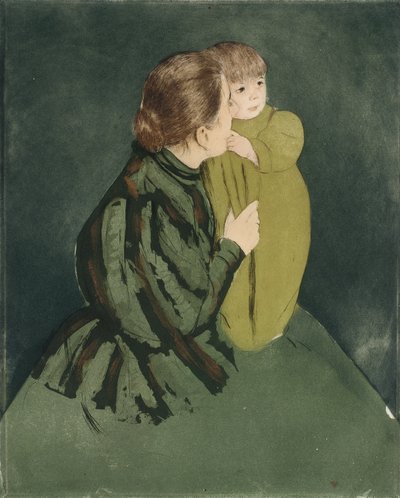Talonpoikaäiti ja lapsi, n. 1894 (kuivakärki ja akvatinta) tekijältä Mary Stevenson Cassatt