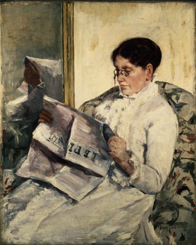 Lukemassa Le Figaroa, 1878 tekijältä Mary Cassatt