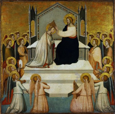 Neitsyen kruunaus - Neitsyen kruunaus - Maso di Banco (?-1348) - 1335-1340 - Tempera paneelissa - 51,2x51,7 - Szepmuveszeti-museo, Budapest tekijältä Maso di Banco
