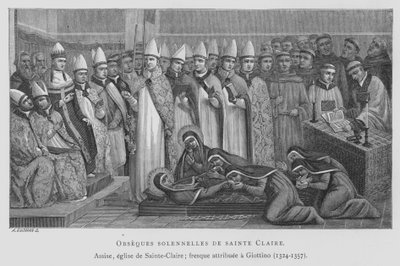St Clairen hautajaiset (litho) tekijältä Maso di Banco Giottino