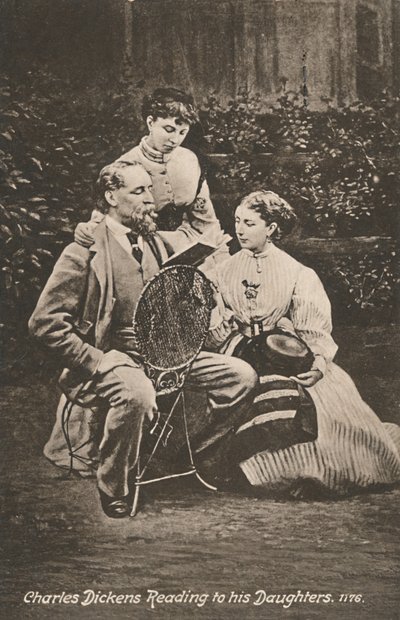 "Charles Dickens lukemassa tyttäreilleen", 1865 tekijältä Mason and Co.