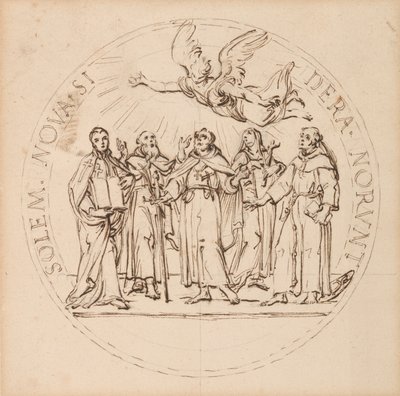 Suunnittelijat Clement X:n Pyhän Piuksen, Saint Gaetano dei Conti di Thienen, Saint Francis Borgian, S. J.:n, Saint Louis Bertrandin, O.P.:n ja Skotlannin Saint Margaret Q(ueen) pyhittämistä varten paavin pyhittämistä varten tekijältä Massimiliano Soldani