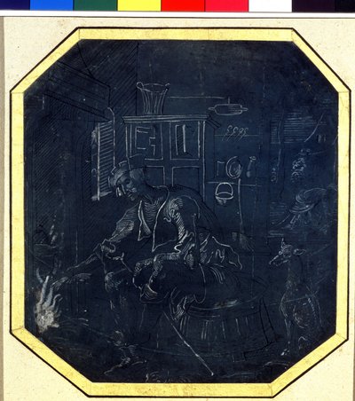 Vertaus tuhlaajapojasta: nuori poika ennen tulipaloa. Antwerpenin mestarin piirustus (toiminut noin 1520), 1500-luvun alku. Pushkin-museo, Moskova tekijältä Master Antwerp
