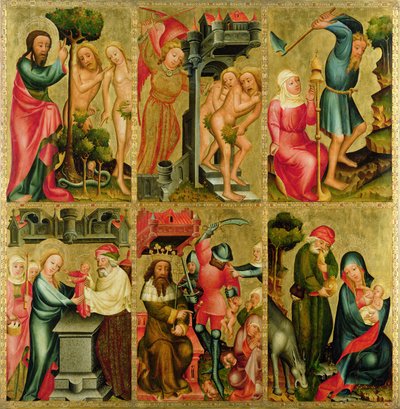 Hampurin Pyhän Pietarin alttarin oikea siipi, Grabowerin alttari, 1383 (tempera paneelissa) tekijältä Master Bertram of Minden