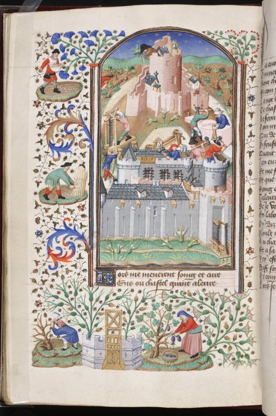 Työvoiman linna, Jacques Bruyantin teoksesta La voie de Povreté ou de Richesse (Köyhyyden tai vaurauden tie), n. 1430-1440 (vellum) tekijältä Master Fastolf