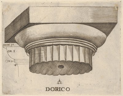 Doric pääoma mitoineen, n. 1537. tekijältä Master GA