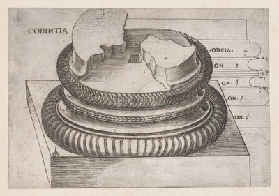 Rooman loiston peili: Korintin tukikohta Mars the Avengers -temppelistä, Rooma, ..., noin. 1537 tekijältä Master GA