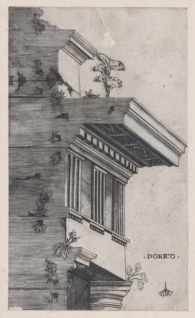 Rooman loiston peili: Doric järjestys, n. 1537, n. 1537 tekijältä Master GA
