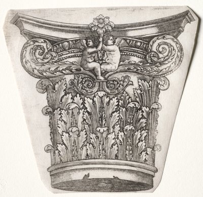 Base and Capital with Putti, n.1525-1550. tekijältä Master G. A. with the man