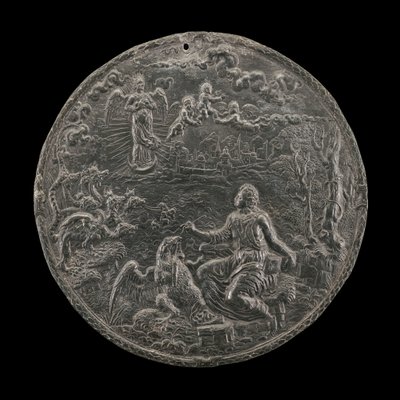 Pyhä Johannes säveltää ilmestystä Patmoksella, 1570-luku tekijältä Master H.G.