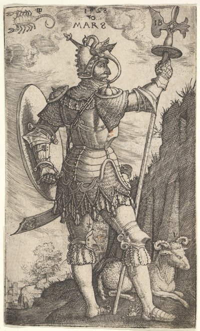 Mars teoksesta The Gods Who Presid Over the Planet, 1528. tekijältä Master I.B.