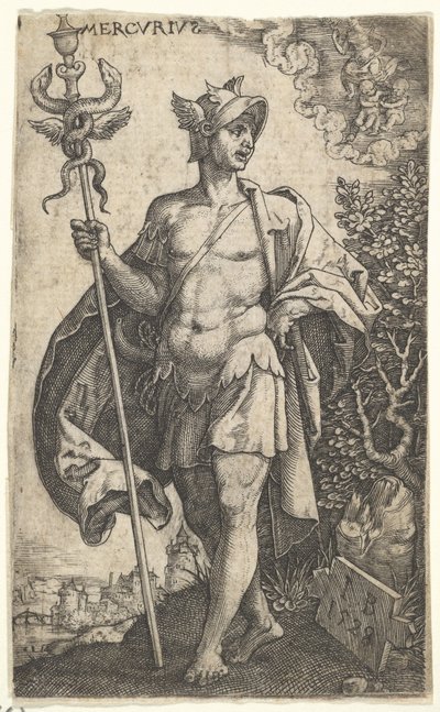 Merkurius julkaisusta The Gods Who Presid Over the Planets, 1528. tekijältä Master I.B.