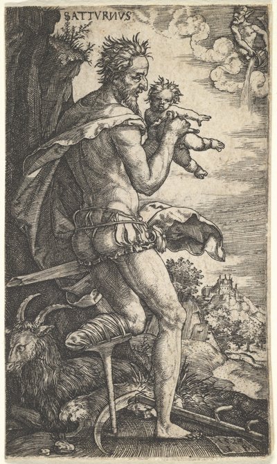 Saturnus julkaisusta The Gods Who Presid Over the Planets, 1525. tekijältä Master I.B.