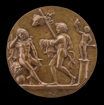 Herkules bakchisten hahmojen kanssa, 1400-luvun toinen puoli. tekijältä Master IO.FF.