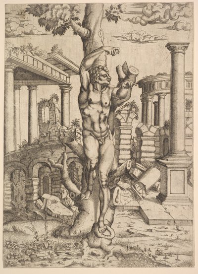 Mies puuta vastaan, n. 1543-44. tekijältä Master IQV