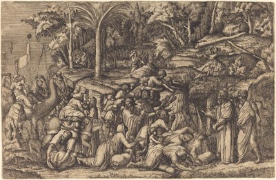 Mooses iskee kallioon tekijältä Master IV after Francesco Primaticcio