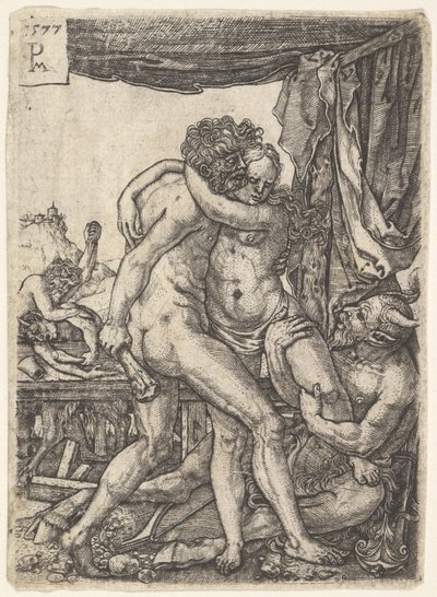 Hercules taistelee kentaureja vastaan, 1577. tekijältä Master PM