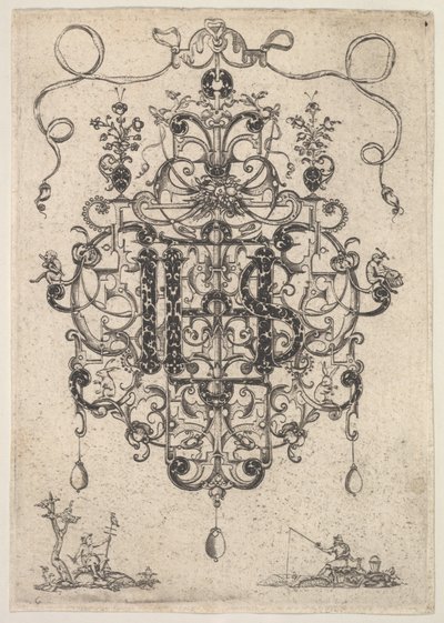 Suunnittelu riipukseen, jossa on IHS-monogrammi, 1609. tekijältä Master PRK