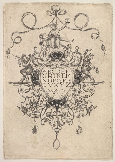 Suunnittelu aakkosilla varustetulle riipukselle, 1609. tekijältä Master PRK