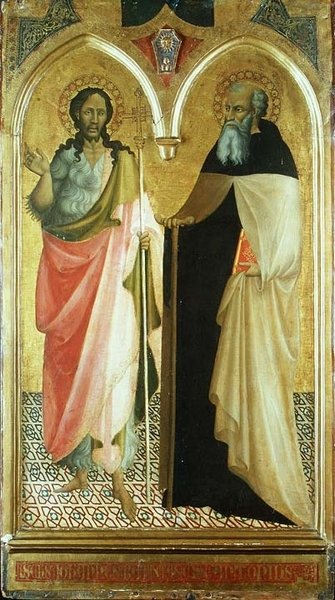 Pyhä Johannes Kastaja ja St. Anthony Abbot (kultainen pohjalevy) tekijältä Master of 1419