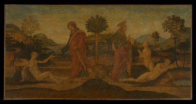 Aadamin ja Eevan luominen tekijältä Master of Apollo and Daphne