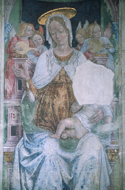 Italia, Piemonte, Serralunga di Crea, Sacro Monte di Crea, Santa Maria Assuntan basilika, kappeli, fresko tekijältä Master of Crea