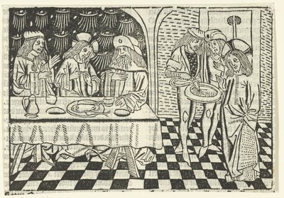 Ateria fariseusten kanssa tekijältä Master of Delft (attributed to)