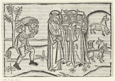 Vertaus kadonneista lampaista tekijältä Master of Delft (attributed to)