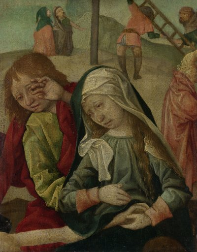 Neitsyt ja Pyhä Johannes surevat Kristuksen ruumista, noin 1500 (öljy paneelille). tekijältä Master of Delft