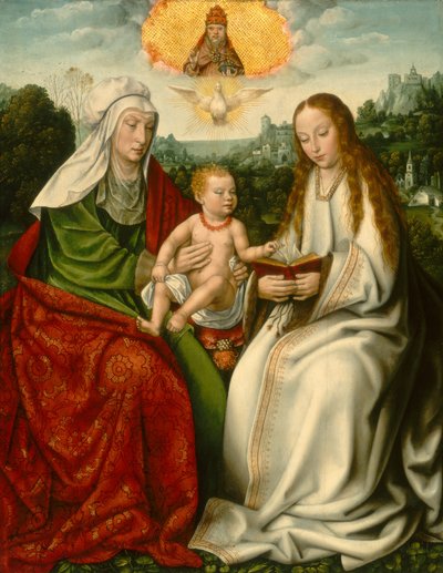 Pyhä Anna Neitsyen ja Kristus-lapsen kanssa, n. 15111515. tekijältä Master of Frankfurt