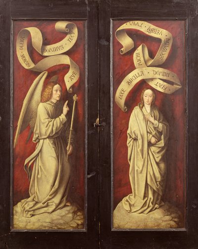 The Annunciation, n. 1500 (öljy paneelille) tekijältä Master of Frankfurt