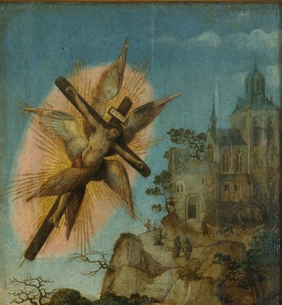 Kristuksen kasteen triptyykki Yksityiskohta tekijältä Master of Frankfurt