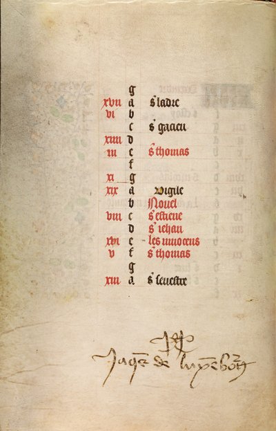 Joulukuun kalenterisivu jatkuu tekijältä Master of Jacques of Luxembourg