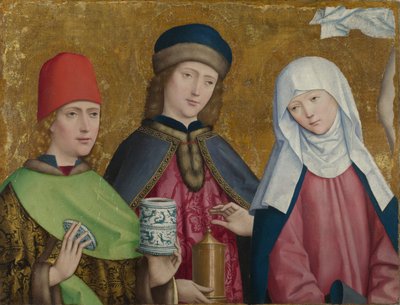 Pyhät Cosmas ja Damian ja neitsyt Liesbornin alttaritaulu, n. 1470-1480 tekijältä Master of Liesborn
