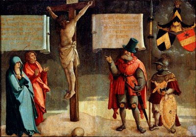 Ristiinnaulitseminen lahjoittajien kanssa, 1500-luku. tekijältä Master of Messkirch