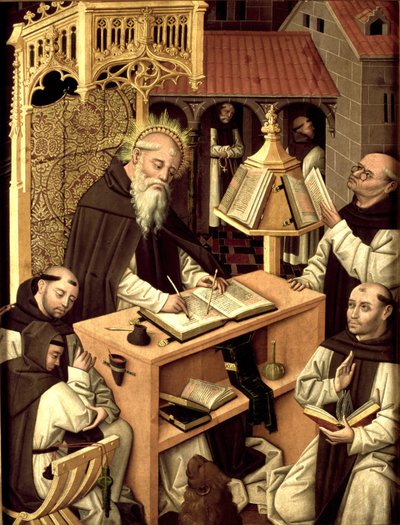 Pyhä Hieronymus scriptoriumissa, noin 1485 tekijältä Master of Monasterio de Santa María