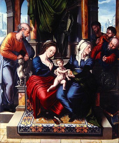 Pyhä perhe (öljy paneelissa) tekijältä Master of Paul and Barnabas