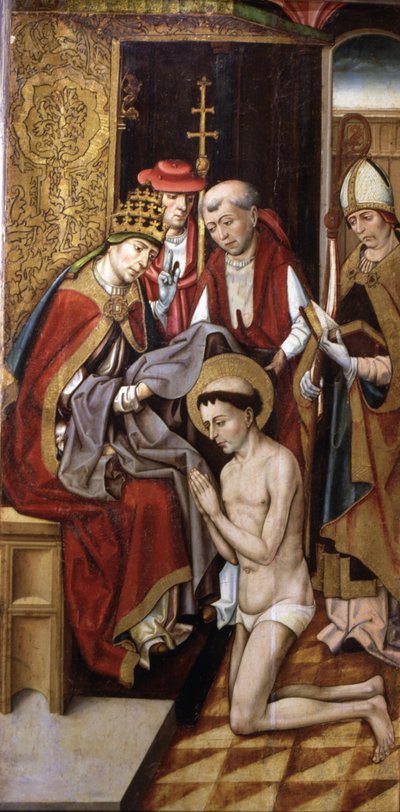Paavi Innocentius III on sijoittanut Pyhän Franciscuksen tapaansa (öljy paneelissa) tekijältä Master of Portillo