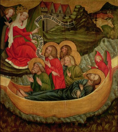 Pyhän Jaakob Suuren ruumiin nousu, matkalla Espanjaan, n. 1425 (paneeli) tekijältä Master of Raigern
