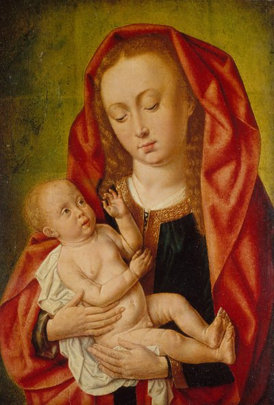 Neitsyt ja lapsi sudenkorenton kanssa, n. 1500. tekijältä Master of Saint Gilles