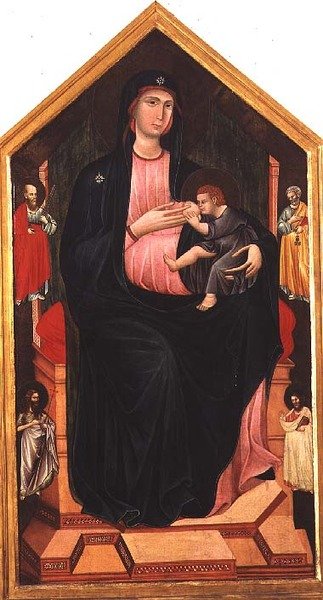 Madonna ja lapsi pyhien kanssa (tempera paneelissa) tekijältä Master of San Gaggio